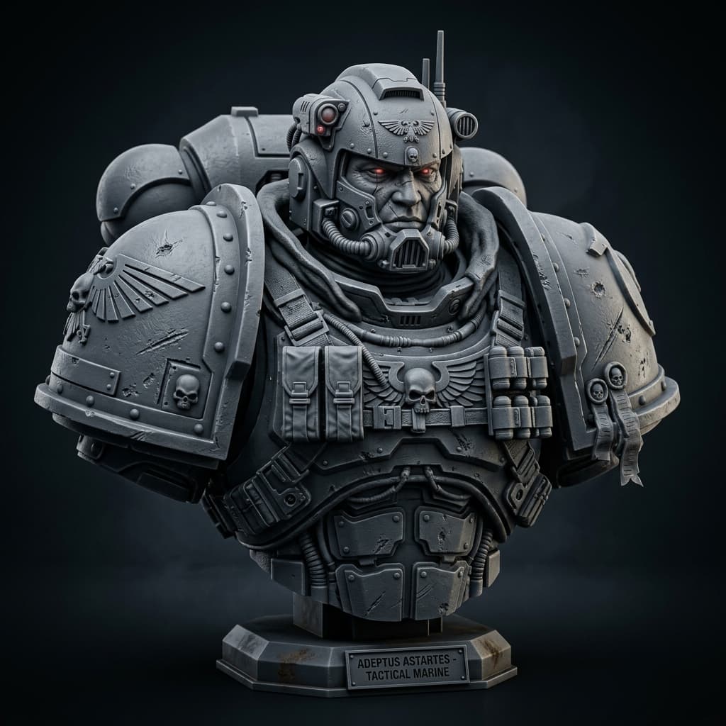 Detailed Space Marine Bust